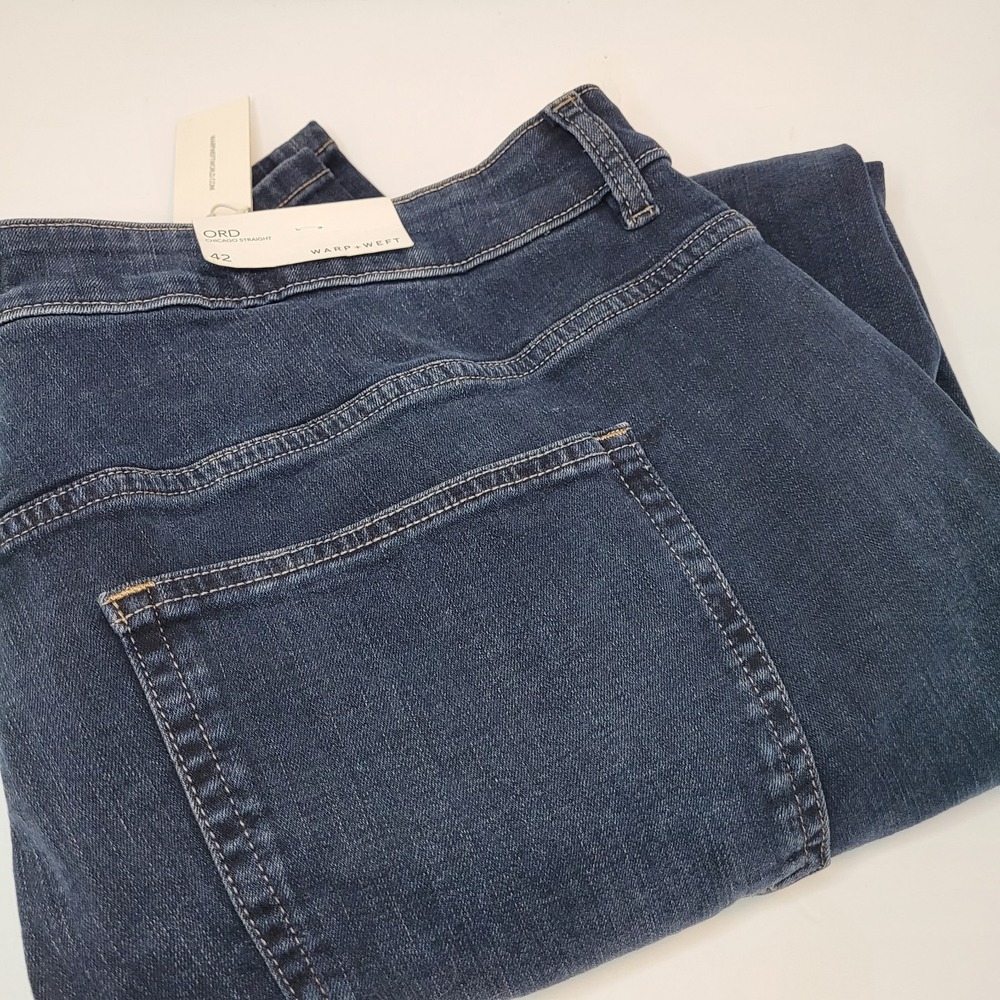 NEW Warp + Weft ORD Chicago Straight Fit Jeans Mens 42x32 Indigo Blue Denim‎